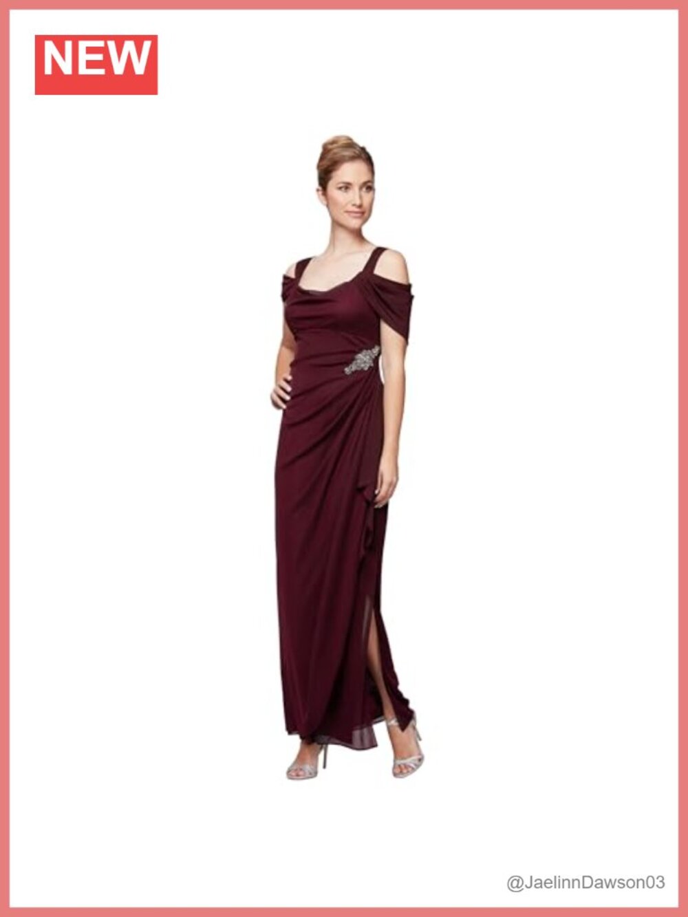 Cold Shoulder Mother of the Bride Dress Beaded Mesh Formal Gown